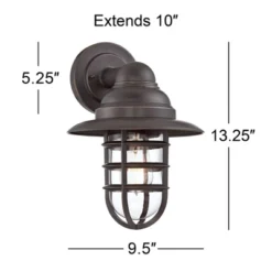 John Timberland Marlowe Industrial Outdoor Wall Light Fixture Galvanized Hooded Cage 13 1/4" Clear Glass For Post Exterior Barn Deck House Porch Yard -John Timberland Shop GUEST daf0da8a cd08 4e4e bf86 ce6307ded1ef