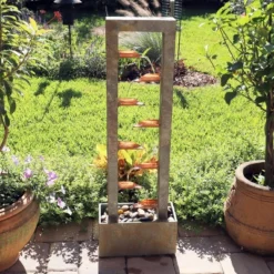 Zigzag Zen 47 3/4" High Large Modern Outdoor Decor Slate And Copper Floor Fountain Cascading Outside Garden Patio Yard Backyard -John Timberland Shop GUEST db357188 bcfb 4ff1 ba83 63482f02ea47