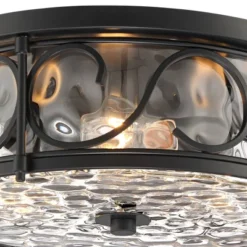 John Timberland Paseo Rustic Industrial Flush Mount Outdoor Ceiling Light Matte Black 6 1/4" Clear Hammered Glass Damp Rated For Post Exterior Barn -John Timberland Shop GUEST dbaf06e3 83f1 4394 9044 129abf7f1fe9
