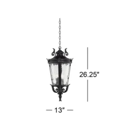 John Timberland Casa Marseille Rustic Outdoor Hanging Light Black Scroll 26 1/4" Clear Water Glass Damp Rated For Post Exterior Barn Deck House Porch -John Timberland Shop GUEST dbbdd023 067d 4855 870d 27098a7fd334