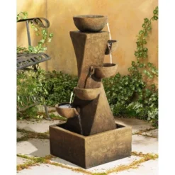 John Timberland Cascading Bowls Rustic Cascading Bowls Outdoor Floor Water Fountain With LED Light 27 1/2" For Yard Garden Patio Home Deck Porch -John Timberland Shop GUEST dbc497ee b83a 4dfa b789 50a845404584