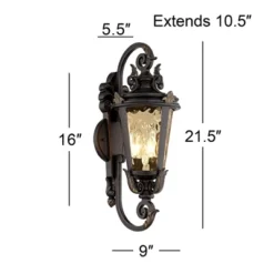 John Timberland Casa Marseille Vintage Rustic Outdoor Wall Light Fixture Bronze Scroll 21 1/2" Hammered Glass For Post Exterior Barn Deck House Porch -John Timberland Shop GUEST dcef25a0 a2d6 409b 8b67 51e848c00e86