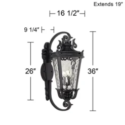 John Timberland Casa Marseille Vintage Rustic Outdoor Wall Light Fixture Textured Black 36" Clear Hammered Glass For Post Exterior Barn Deck House -John Timberland Shop GUEST de3591f8 1386 4599 b24b 73622f4dc9ab