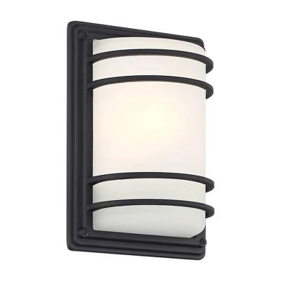 John Timberland Habitat Modern Industrial Outdoor Wall Light Fixtures Set Of 2 Black Metal 11" Frosted Glass For Post Exterior Barn Deck 7 John Timberland Habitat Modern Industrial Outdoor Wall Light Fixtures Set Of 2 Black Metal 11" Frosted Glass For Post Exterior Barn Deck - Image 7