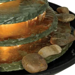 John Timberland Pyramid Rustic Zen 4 Tier Pyramid Indoor Tabletop Water Fountain With Light 10" For Table Office Desk Bedroom Living Room Relaxation -John Timberland Shop GUEST df83b590 ba3f 4ebc b977 bcc093208736