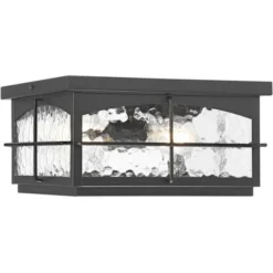 John Timberland Braylon 12" Wide Black And Hammered Glass Outdoor Ceiling Light -John Timberland Shop GUEST e0e55992 8b73 423b 98f9 278689be793a