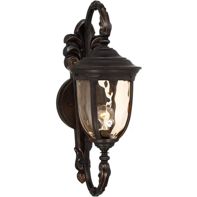 John Timberland Bellagio Vintage Rustic Outdoor Wall Light Fixture Veranda Bronze 26" Amber Hammered Glass For Post Exterior Barn Deck House Porch 5 John Timberland Bellagio Vintage Rustic Outdoor Wall Light Fixture Veranda Bronze 26" Amber Hammered Glass For Post Exterior Barn Deck House Porch - Image 5