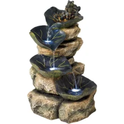 John Timberland Frog And Four Lily Pad Rustic Cascading Outdoor Floor Water Fountain With LED Light 21" For Yard Garden Patio Home Deck Porch Exterior -John Timberland Shop GUEST e4dee2ea 37f7 48a5 9ada 3397bc5bb8a5