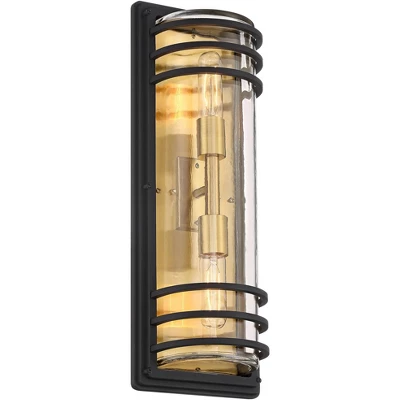 John Timberland Habitat Modern Outdoor Wall Light Fixture Black Brass Metal 21" Clear Glass For Post Exterior Barn Deck House Porch Yard Posts Patio 4 John Timberland Habitat Modern Outdoor Wall Light Fixture Black Brass Metal 21" Clear Glass For Post Exterior Barn Deck House Porch Yard Posts Patio - Image 4