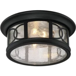 John Timberland Flush Mount Outdoor Ceiling Light Fixture Black 12" Seedy Glass For Exterior House Porch -John Timberland Shop GUEST e92744e5 6e43 4d6e b7c3 e3b4089fb21a