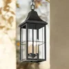 John Timberland Sunderland Vintage Outdoor Hanging Light Black Gold 24 3/4" Clear Glass Panels For Post Exterior Barn Deck House Porch Yard Patio Home