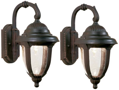 John Timberland Casa Sierra Rustic Vintage Outdoor Wall Light Fixtures Set Of 2 Bronze Metal 14 1/2" Seeded Glass For Post Exterior Barn Deck House 4 John Timberland Casa Sierra Rustic Vintage Outdoor Wall Light Fixtures Set Of 2 Bronze Metal 14 1/2" Seeded Glass For Post Exterior Barn Deck House - Image 4