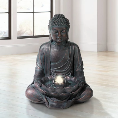 John Timberland Meditating Buddha Zen Bubbler Outdoor Water Fountain With LED Light 24" For Yard Garden Patio Home Deck Porch House Meditation Decor 1 John Timberland Meditating Buddha Zen Bubbler Outdoor Water Fountain With LED Light 24" For Yard Garden Patio Home Deck Porch House Meditation Decor
