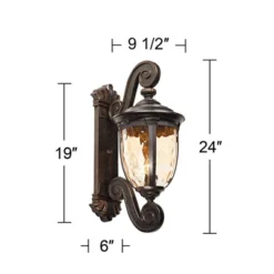 John Timberland Bellagio Vintage Rustic Outdoor Wall Light Fixture Veranda Bronze Dual Scroll Arm 24" Champagne Hammered Glass For Post Exterior Barn -John Timberland Shop GUEST eb9f90b5 f4fd 46d2 b077 5bc19d4beb2f
