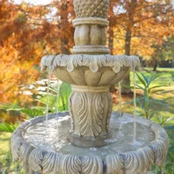 Ibiza 62" High Large Italian Outdoor Decor Sand Stone Floor Fountain With Light LED 3-Tier Outside Garden Patio Yard Backyard -John Timberland Shop GUEST ebc8812c bac3 429a 87a6 8b14325abdbe