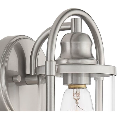 John Timberland Rustic Farmhouse Outdoor Wall Light Fixtures Set Of 2 Brushed Nickel 10 1/4" Clear Glass For Exterior Barn Deck House Porch Yard Patio 2 John Timberland Rustic Farmhouse Outdoor Wall Light Fixtures Set Of 2 Brushed Nickel 10 1/4" Clear Glass For Exterior Barn Deck House Porch Yard Patio - Image 2