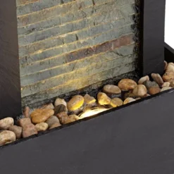 Stave 48" High Large Modern Indoor Outdoor Decor Cream Slate Stone Floor Fountain With Light LED Waterfall Outside Garden Patio Yard -John Timberland Shop GUEST ed650a37 86ae 4f62 851c 88c46a5ab831