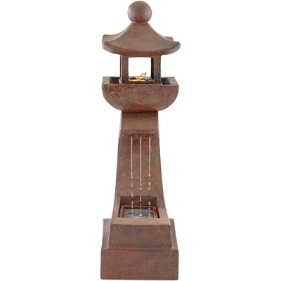 Pagoda 31" High Large Zen Japanese Indoor Outdoor Decor Rust Stone Floor Fountain With Light LED Waterfall Outside Garden Patio Yard 6 Pagoda 31" High Large Zen Japanese Indoor Outdoor Decor Rust Stone Floor Fountain With Light LED Waterfall Outside Garden Patio Yard - Image 6