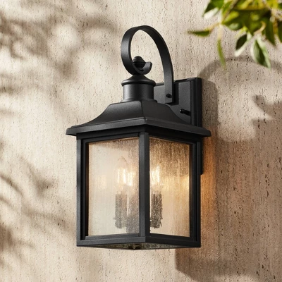 John Timberland Moray Bay Mission Outdoor Wall Light Fixture Black 17 3/4" Clear Seedy Glass For Post Exterior Barn Deck House Porch Yard Posts Patio 7 John Timberland Moray Bay Mission Outdoor Wall Light Fixture Black 17 3/4" Clear Seedy Glass For Post Exterior Barn Deck House Porch Yard Posts Patio - Image 7