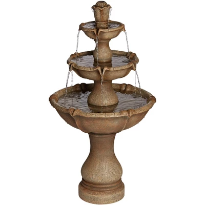 John Timberland Arosco Rustic 3 Tier Basin Outdoor Floor Water Fountain With LED Light 43" For Yard Garden Patio Home Deck Porch Exterior Balcony Roof 7 John Timberland Arosco Rustic 3 Tier Basin Outdoor Floor Water Fountain With LED Light 43" For Yard Garden Patio Home Deck Porch Exterior Balcony Roof - Image 7