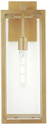 John Timberland Titan Modern Outdoor Wall Light Fixtures Set Of 2 Soft Gold Rectangular Frame 20 1/4" Clear Glass For Post Exterior Barn 3 John Timberland Titan Modern Outdoor Wall Light Fixtures Set Of 2 Soft Gold Rectangular Frame 20 1/4" Clear Glass For Post Exterior Barn - Image 3