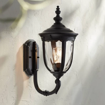 John Timberland Bellagio Vintage Rustic Outdoor Wall Light Fixture Texturized Black Upbridge 16 1/2" Clear Hammered Glass For Post Exterior Barn Deck 1 John Timberland Bellagio Vintage Rustic Outdoor Wall Light Fixture Texturized Black Upbridge 16 1/2" Clear Hammered Glass For Post Exterior Barn Deck