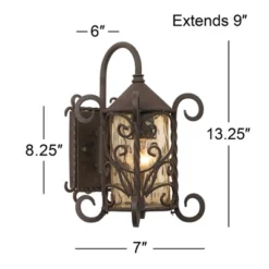 John Timberland Casa Seville Vintage Rustic Outdoor Wall Light Fixture Dark Walnut Scroll 13 1/4" Champagne Hammered Glass For Post Exterior Barn Deck -John Timberland Shop GUEST eeffe2c4 008f 41bf acb9 6a356946e98e