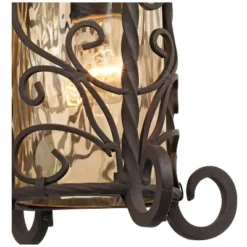John Timberland Casa Seville Vintage Rustic Outdoor Wall Light Fixture Dark Walnut Scroll 13 1/4" Champagne Hammered Glass For Post Exterior Barn Deck -John Timberland Shop GUEST f113a8b2 5bf3 498b ba47 35fff3b7c47a