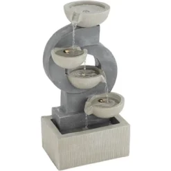Tarin Four Bowl 23 1/2" High Large Modern Indoor Outdoor Decor Gray Faux Stone Floor Fountain With Light LED Cascading Outside -John Timberland Shop GUEST f130b9a1 946d 4ed7 a181 8ce75ac0d130