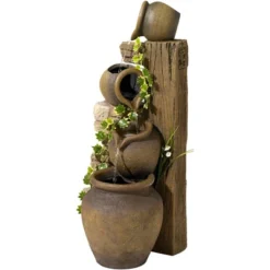 John Timberland Cascading Rustic Three Jugs Outdoor Floor Water Fountain 33" For Yard Garden Patio Home Deck Porch House Exterior Balcony Roof -John Timberland Shop GUEST f25b2437 1d04 4e67 9e2d ebfe23ee20e9