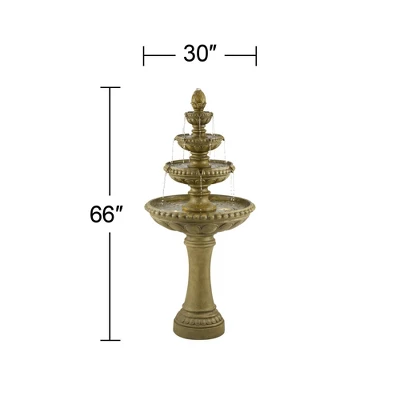 Sag Harbor 66" High Large Italian Outdoor Decor Sand Stone Floor Fountain With Light LED 4-Tier Outside Garden Patio Yard Backyard 3 Sag Harbor 66" High Large Italian Outdoor Decor Sand Stone Floor Fountain With Light LED 4-Tier Outside Garden Patio Yard Backyard - Image 3