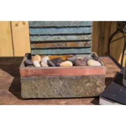 Stave 19" High Small Rustic Zen Indoor Outdoor Decor Slate Stone Tabletop Fountain With Light LED Waterfall Outside Garden Patio -John Timberland Shop GUEST f57d7748 c3e9 48d8 9a10 fe04cdb4d0d9