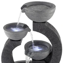 John Timberland Three Cup Modern Japanese Cascading Outdoor Floor Water Fountain With LED Light 31 1/2" For Yard Garden Patio Home Deck Porch Exterior -John Timberland Shop GUEST f59d90bb fd8a 4a11 9604 87f2d8d9e308