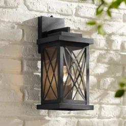 John Timberland Woodland Park Outdoor Wall Light Fixture Black Dusk To Dawn 15" Clear Glass For Post Exterior Barn Deck House Porch Yard Patio Home -John Timberland Shop GUEST f643db3a ea84 4ef3 bf07 0e72fa7bdc8b