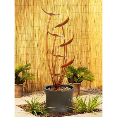 John Timberland Tiered Copper Leaves Modern Cascading Tiered Leaves Outdoor Floor Water Fountain 41" For Yard Garden Patio Deck Porch Balcony Roof 1 John Timberland Tiered Copper Leaves Modern Cascading Tiered Leaves Outdoor Floor Water Fountain 41" For Yard Garden Patio Deck Porch Balcony Roof