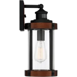 John Timberland Stan Industrial Outdoor Wall Light Fixture Dark Faux Wood Black Motion Sensor 15 1/2" Clear Glass For Post Exterior Barn Deck House -John Timberland Shop GUEST f749a364 f157 4851 89eb d86309c9a9c1