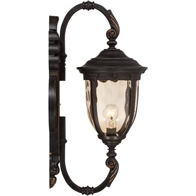 John Timberland Bellagio Vintage Rustic Outdoor Wall Light Fixture Veranda Bronze 26" Amber Hammered Glass For Post Exterior Barn Deck House Porch 7 John Timberland Bellagio Vintage Rustic Outdoor Wall Light Fixture Veranda Bronze 26" Amber Hammered Glass For Post Exterior Barn Deck House Porch - Image 7
