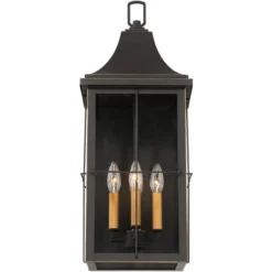 John Timberland Sunderland Rustic Mission Outdoor Wall Light Fixture Black Gold 24 3/4" Clear Glass For Post Exterior Barn Deck House Porch Yard Patio -John Timberland Shop GUEST f916a43a 4fcd 4171 9e5b 3b3b98493947