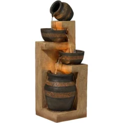 John Timberland Stoneware Bowl And Jar Rustic Cascading Outdoor Floor Water Fountain With LED Light 46" For Yard Garden Patio Home Deck Porch Exterior -John Timberland Shop GUEST f9c33619 8767 44b9 bae9 ccf5a000c69e