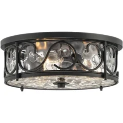 John Timberland Paseo Rustic Industrial Flush Mount Outdoor Ceiling Light Matte Black 6 1/4" Clear Hammered Glass Damp Rated For Post Exterior Barn -John Timberland Shop GUEST f9f1e008 0542 4c6a baa0 beda1eebdd04