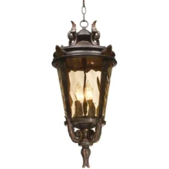 John Timberland Casa Marseille Rustic Vintage Flush Mount Outdoor Hanging Light Bronze Scroll 23 3/4" Champagne Hammered Glass For Post Exterior Barn -John Timberland Shop GUEST fa804901 b15b 4360 a7d9 342fe92d1847