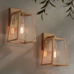 John Timberland Arrington Modern Outdoor Wall Light Fixtures Set Of 2 Soft Gold Metal 13" Clear Glass For Post Exterior Barn Deck House Porch Yard -John Timberland Shop GUEST fba55118 4bbf 483b a6aa feee4e305da3