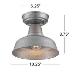 John Timberland Urban Barn Rustic Industrial Farmhouse Semi Flush Mount Outdoor Ceiling Light Galvanized Metal 8 3/4" For Post Exterior Barn Deck Yard -John Timberland Shop GUEST fbac2212 0ad7 4185 8348 460586dc9de4