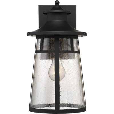 John Timberland Clement Mission Outdoor Wall Light Fixtures Set Of 2 Cast Iron Black 15" Clear Seedy Glass For Post Exterior Barn Deck House Porch 4 John Timberland Clement Mission Outdoor Wall Light Fixtures Set Of 2 Cast Iron Black 15" Clear Seedy Glass For Post Exterior Barn Deck House Porch - Image 4
