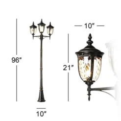 John Timberland Bellagio Vintage Outdoor Post Light Veranda Bronze 3-Light Street Lantern 96" Clear Hammered Glass For Exterior Barn Deck House Porch -John Timberland Shop GUEST fc9304d2 9fb9 4710 a192 86d81b493e86