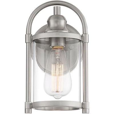 John Timberland Rustic Farmhouse Outdoor Wall Light Fixtures Set Of 2 Brushed Nickel 10 1/4" Clear Glass For Exterior Barn Deck House Porch Yard Patio 4 John Timberland Rustic Farmhouse Outdoor Wall Light Fixtures Set Of 2 Brushed Nickel 10 1/4" Clear Glass For Exterior Barn Deck House Porch Yard Patio - Image 4