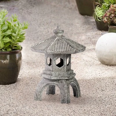 John Timberland Pagoda Statue Sculpture Garden Decor Indoor Outdoor Front Porch Patio Yard Outside Home Balcony Old Faux Stone Finish 16 1/2" Tall -John Timberland Shop GUEST fde6809a d323 4141 8d5a 94e5cf82b53c