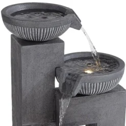 John Timberland Casava Modern 4-Bowl Cascading Outdoor Floor Water Fountain With LED Light 33" For Yard Garden Patio Home Deck Lawn Porch -John Timberland Shop GUEST fe7f4ccb db04 414b a5c6 3f8698018a69