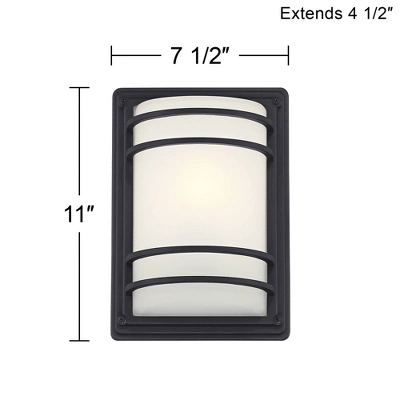 John Timberland Habitat Modern Industrial Outdoor Wall Light Fixtures Set Of 2 Black Metal 11" Frosted Glass For Post Exterior Barn Deck 3 John Timberland Habitat Modern Industrial Outdoor Wall Light Fixtures Set Of 2 Black Metal 11" Frosted Glass For Post Exterior Barn Deck - Image 3